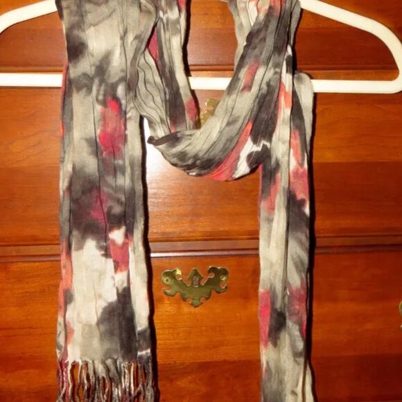 NY&Company Pink Black Tie Dye Oblong Scarf Wrap Shawl Sarong One Sz abt 72"x15" - Picture 3 of 13